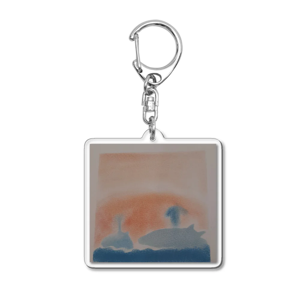 わくわく海の雑貨屋のやさしいクジラの親子 Acrylic Key Chain