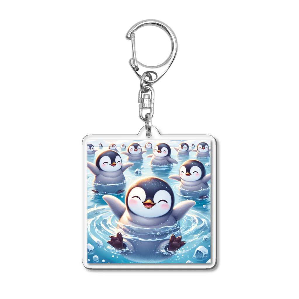 aoharu2005の笑顔で泳ぐペンギン Acrylic Key Chain