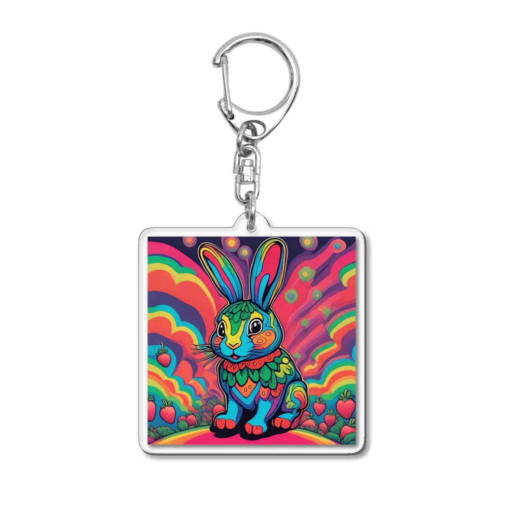 うさぎウサギのイチゴウサギ Acrylic Key Chain