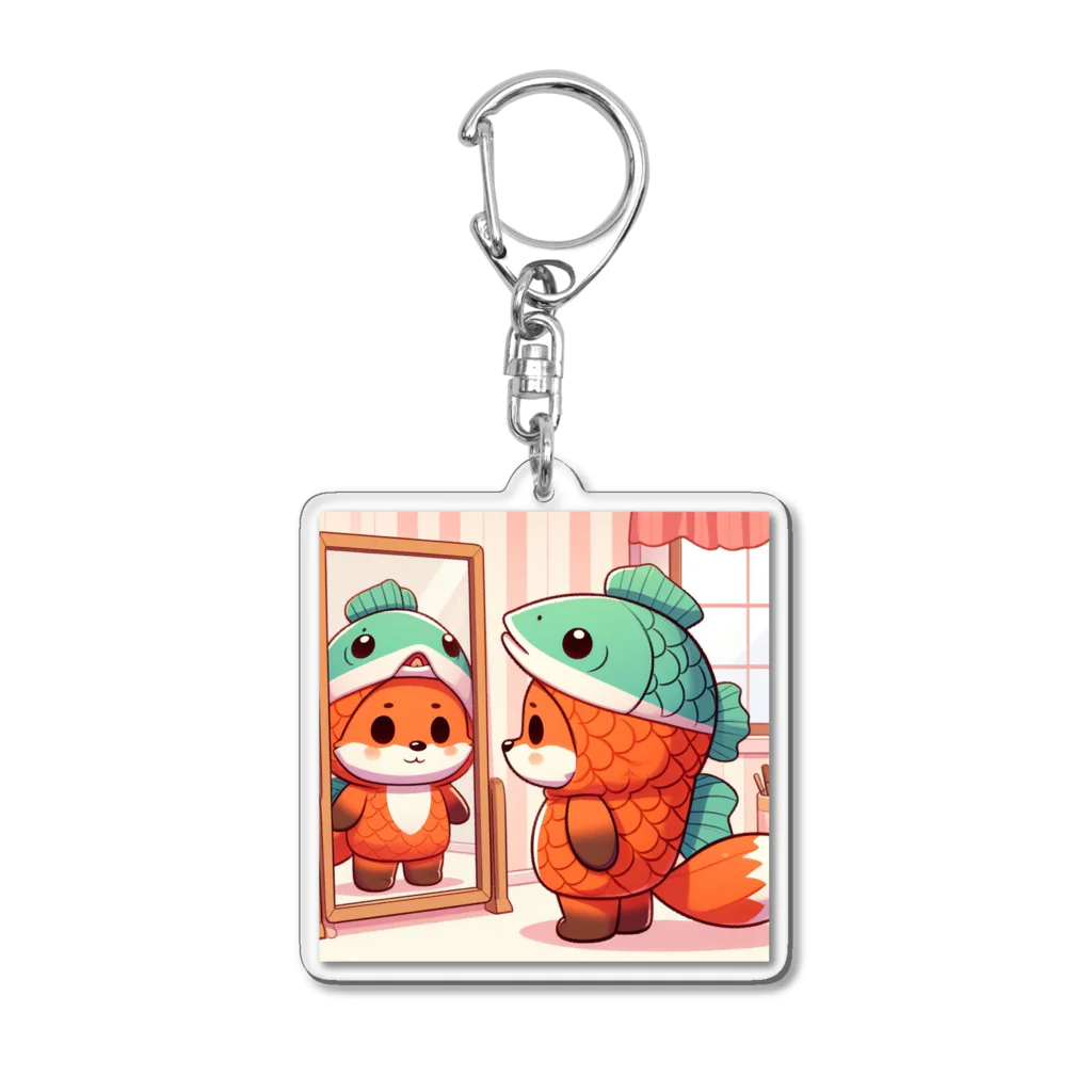 onochan0212の鮭コスプレのキツネ Acrylic Key Chain