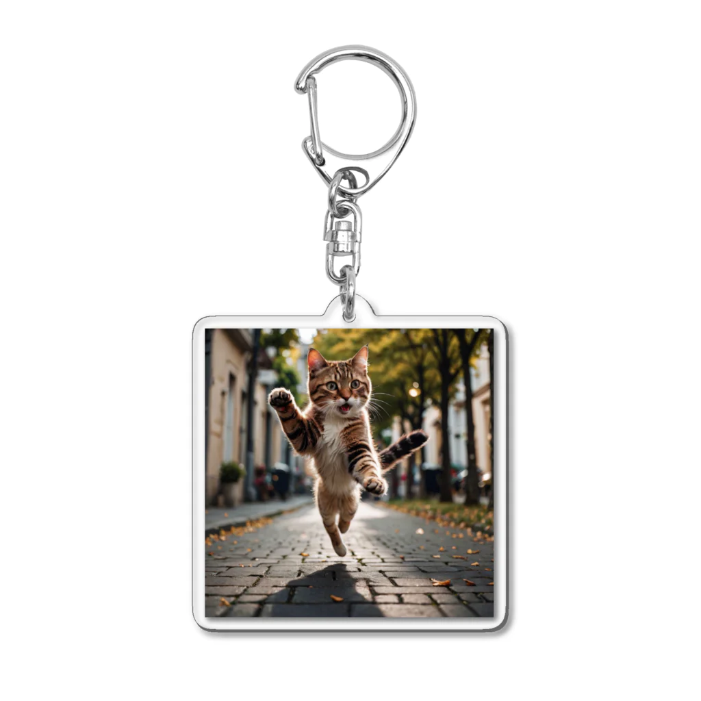 たそがれ！動物村の猫った驚いた Acrylic Key Chain