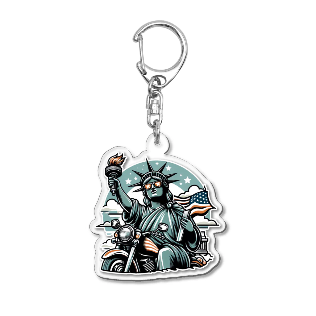 shime_savaのトーチを持ったおばちゃんライダー Acrylic Key Chain