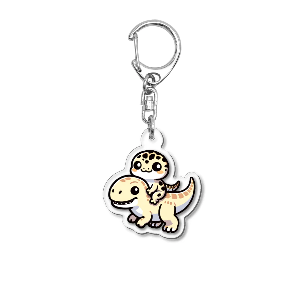 PuraPuraのレオパとティラノサウルスのお散歩 Acrylic Key Chain