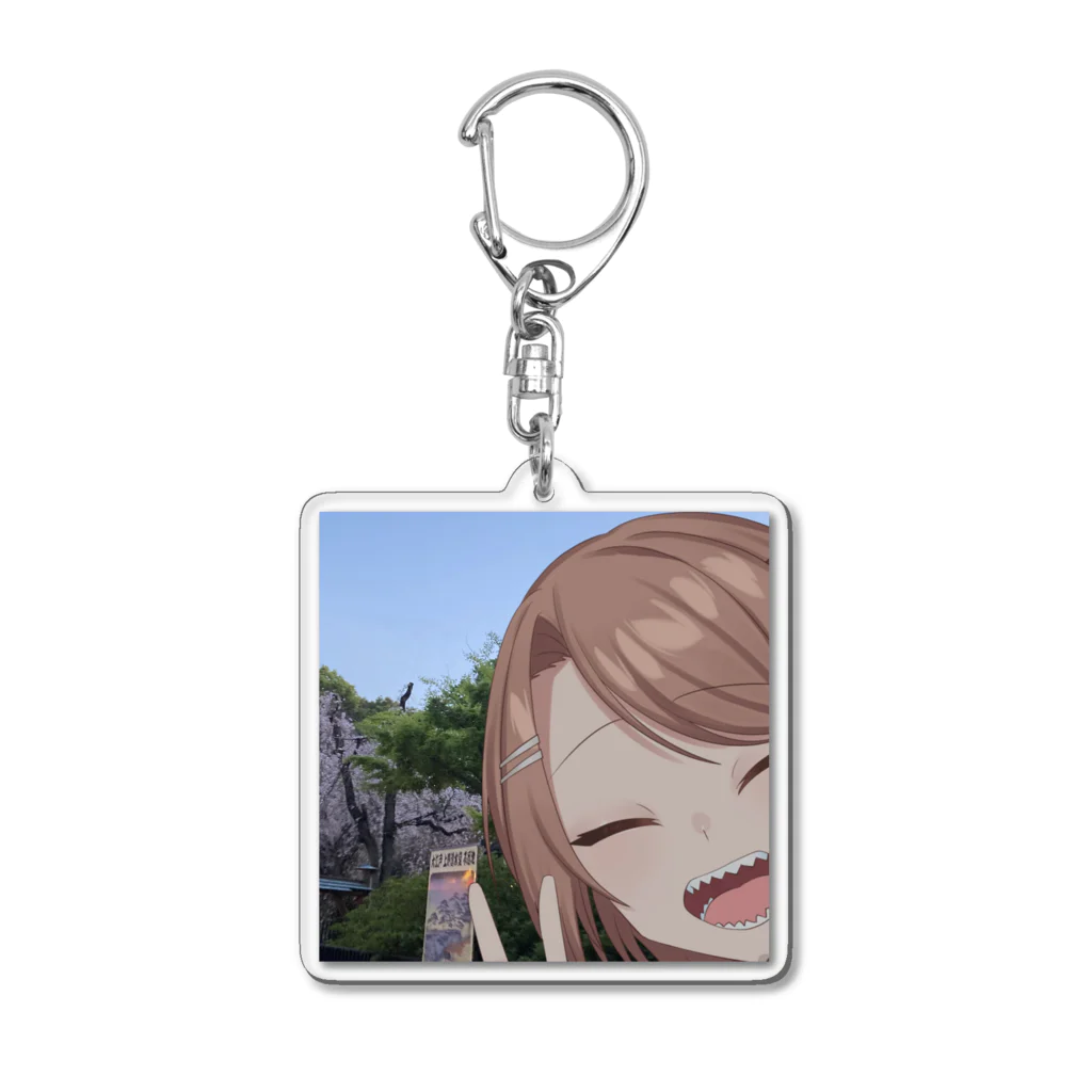 配達員の桜と記念撮影 Acrylic Key Chain