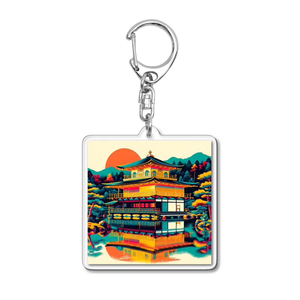 テクノ浮世絵の金閣寺の光彩 Acrylic Key Chain