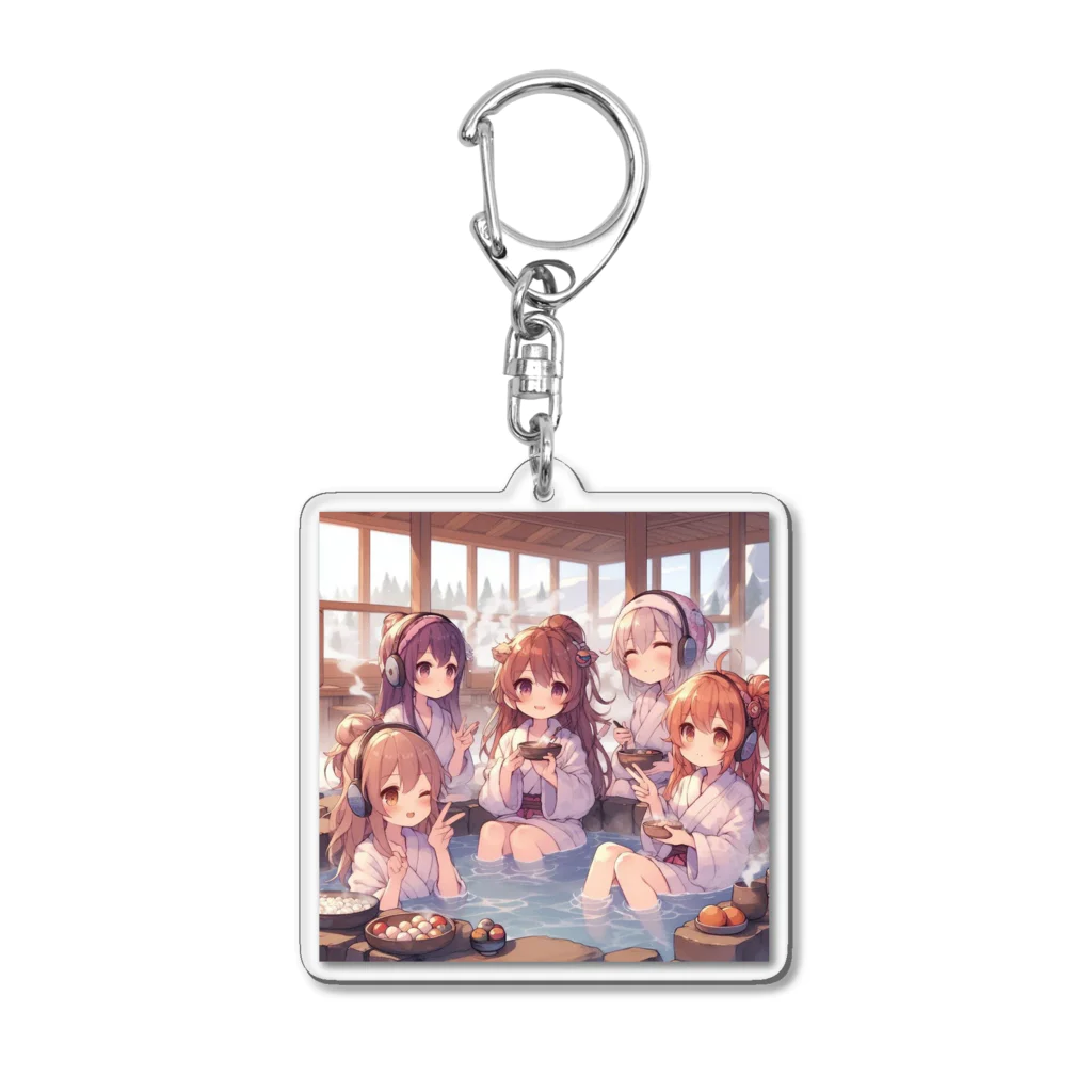 SWQAの温泉を楽しむ女子 Acrylic Key Chain