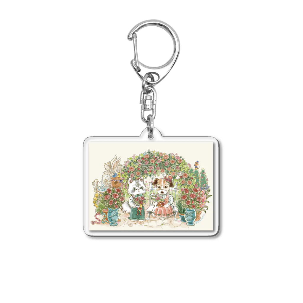 猫のきぬくんのお店のハニーちゃん　ローズガーデン Acrylic Key Chain