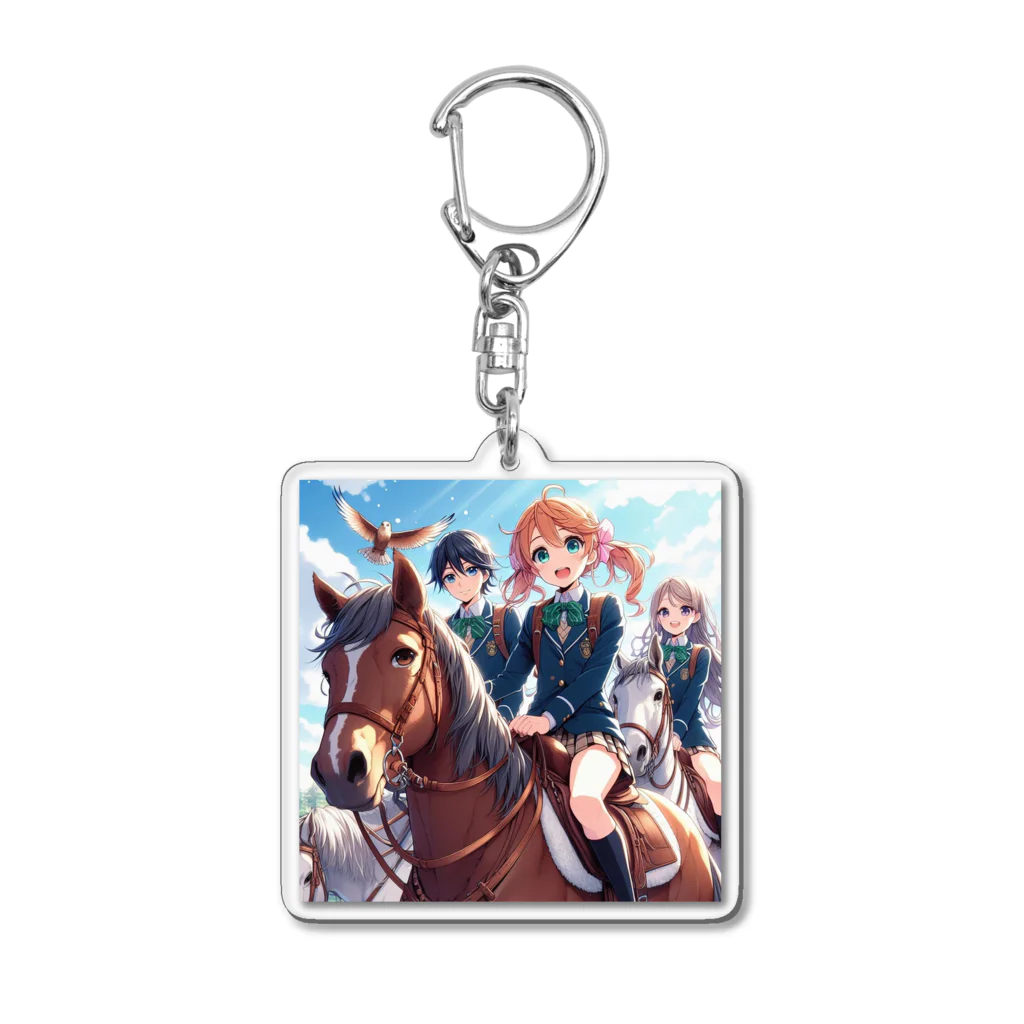 SWQAの馬で通学する仲間たち Acrylic Key Chain