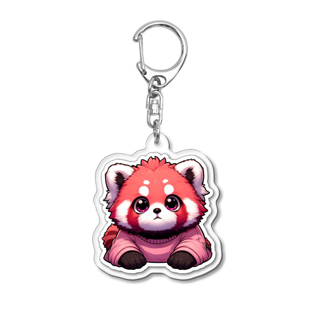 🐾風太🐾のピンクシャツ賛成レッサーパンダ Acrylic Key Chain