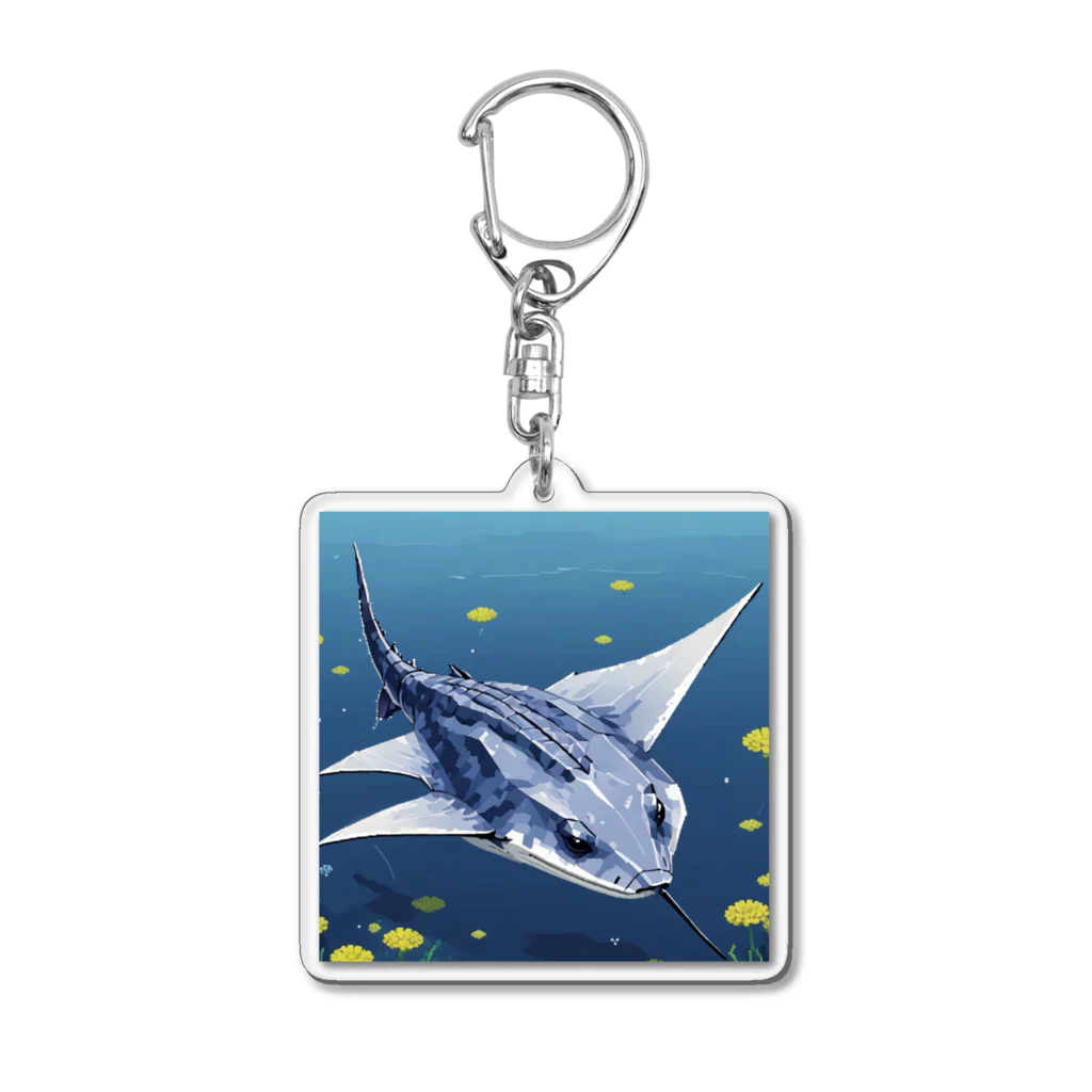 SUZURI56のドット絵ノコギリザメ Acrylic Key Chain