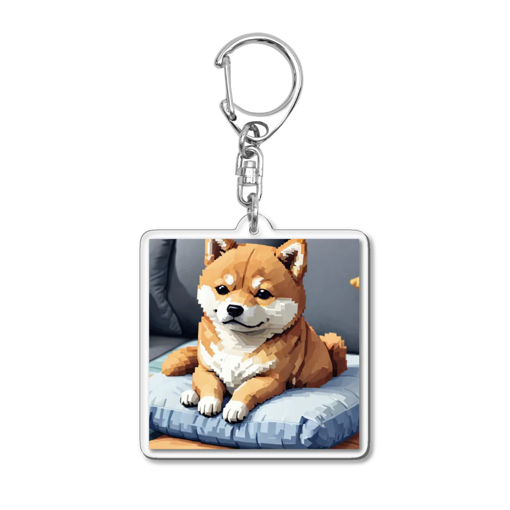 oricoricoのクッションの上でくつろぐ柴犬 Acrylic Key Chain