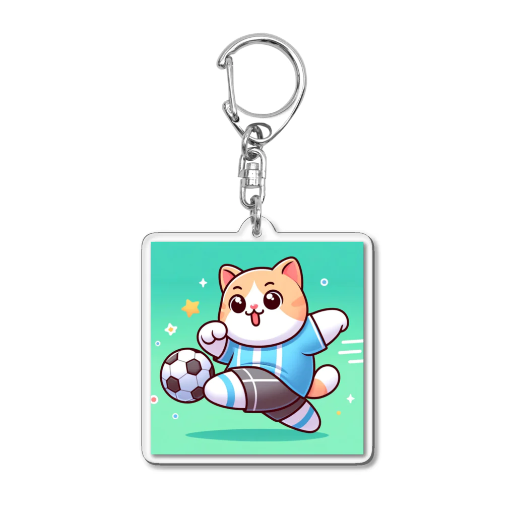 statham2865のシュートをする猫 Acrylic Key Chain