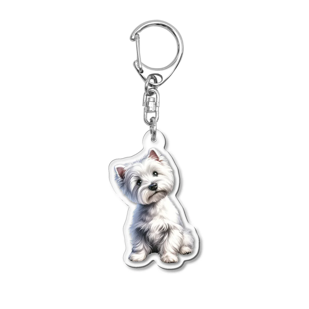 paw-pawの首をかしげるウエスティ Acrylic Key Chain