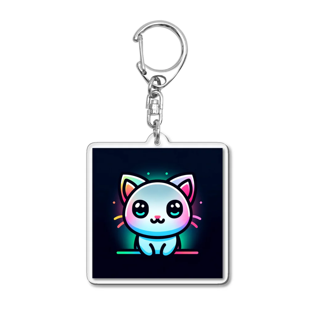 キャピキャピのネオン系の可愛い猫 Acrylic Key Chain