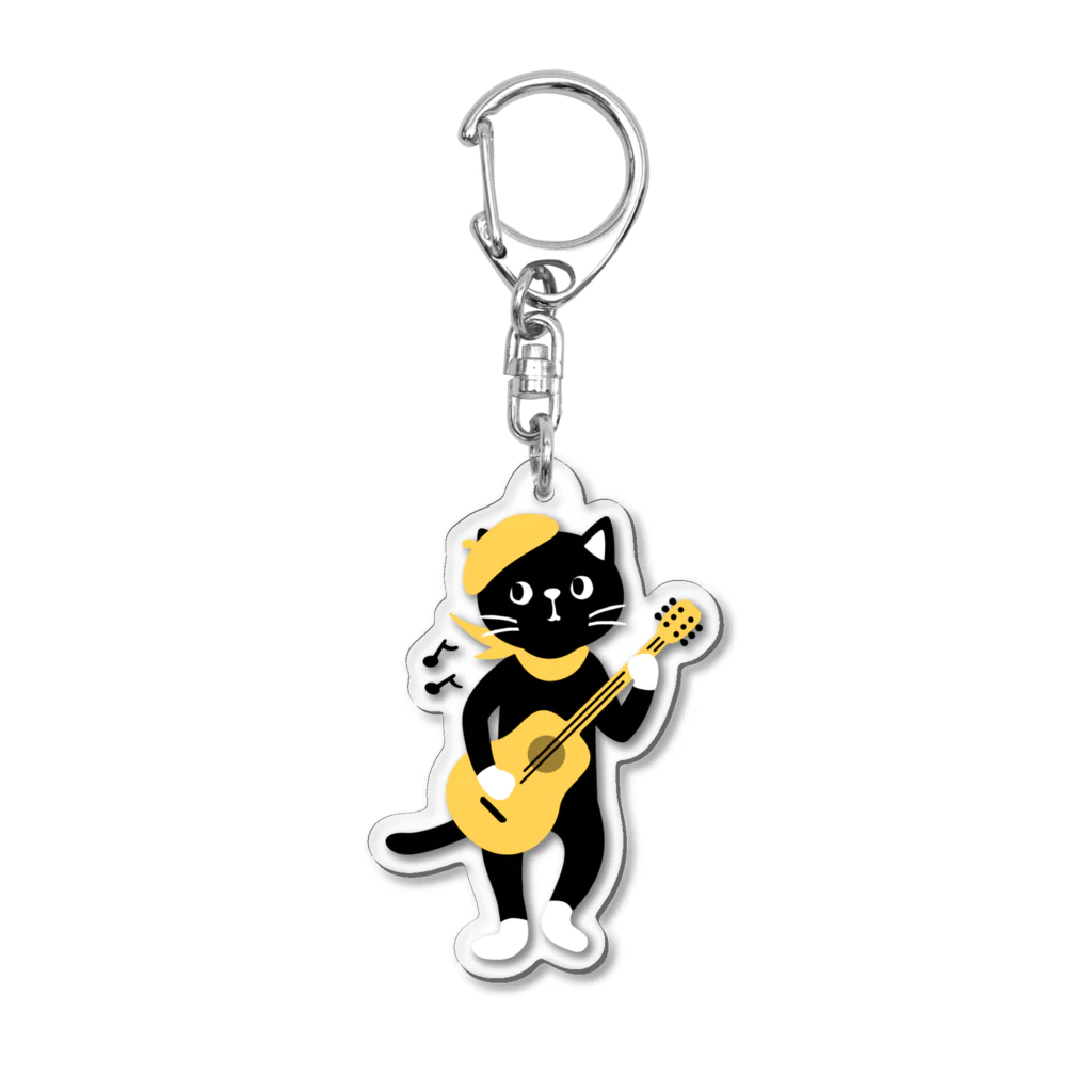 QROOVYのギター弾きの黒猫くん　pat01 Acrylic Key Chain