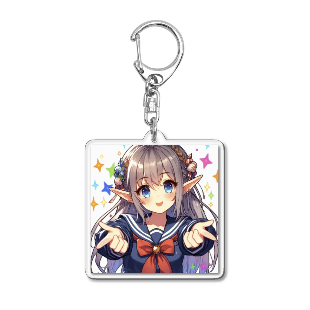 aaammmamのエルフ　美少女　セーラー服　アイドル Acrylic Key Chain