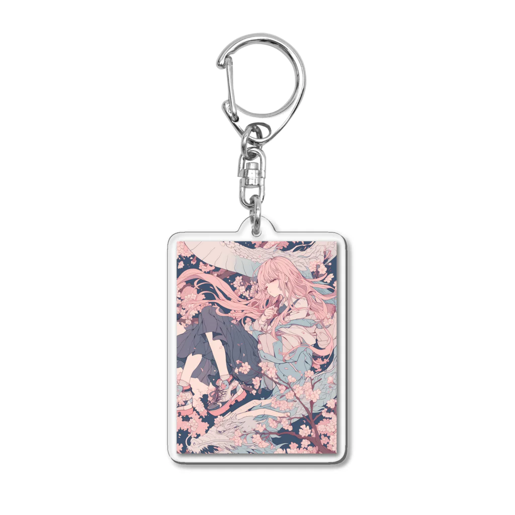 as -AIイラスト- の桜と龍 Acrylic Key Chain