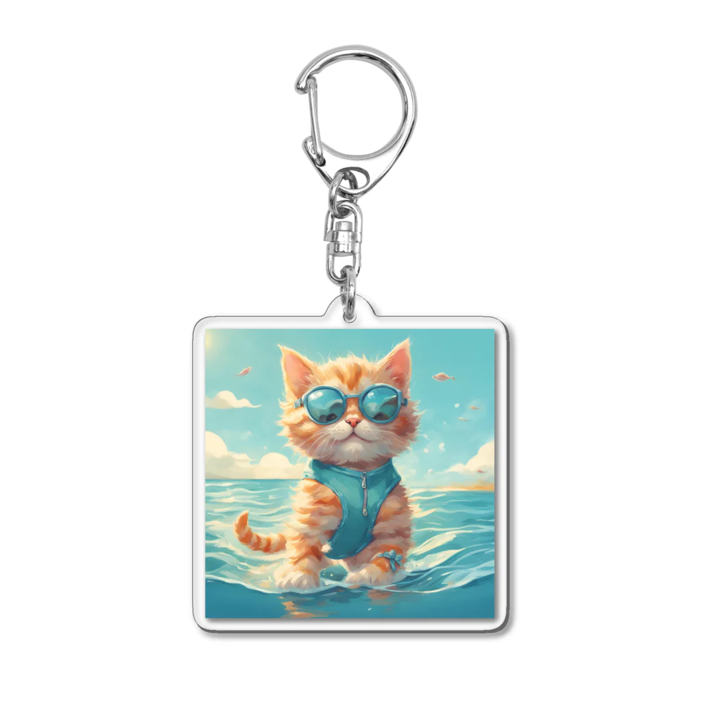 Ojisanlifeの海の子猫 Acrylic Key Chain