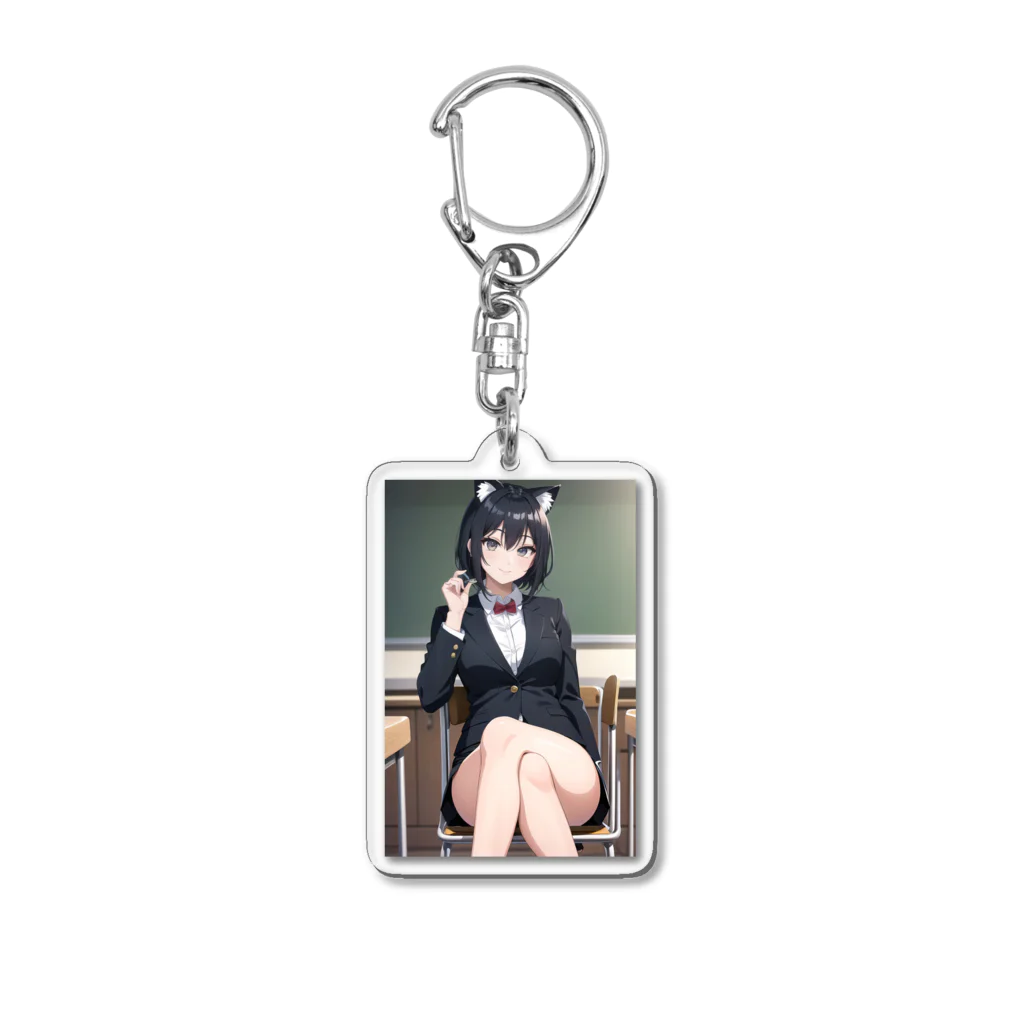 ネコ耳 SHOPのかわいいネコ耳スーツ女子のグッズ Acrylic Key Chain