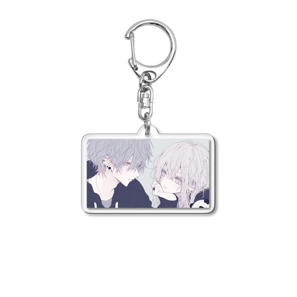 as -AIイラスト- の灰色のふたり Acrylic Key Chain