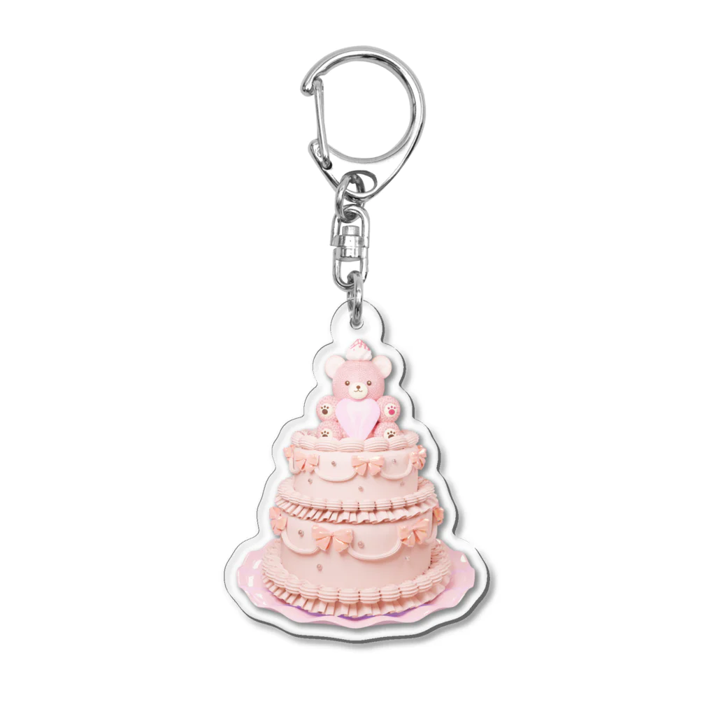 moom's shopのcake bear pink Acrylic Key Chain