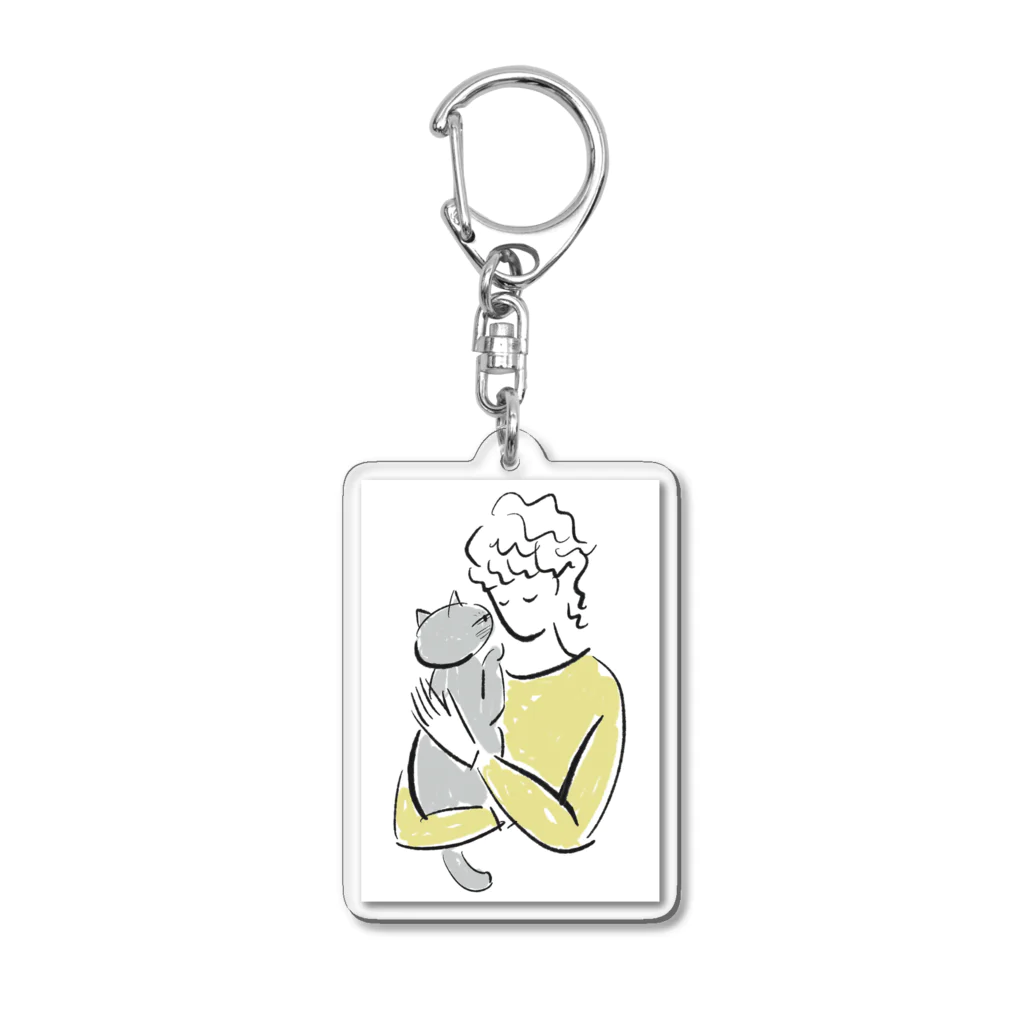 ツバメイラスト企画の猫と私 Acrylic Key Chain