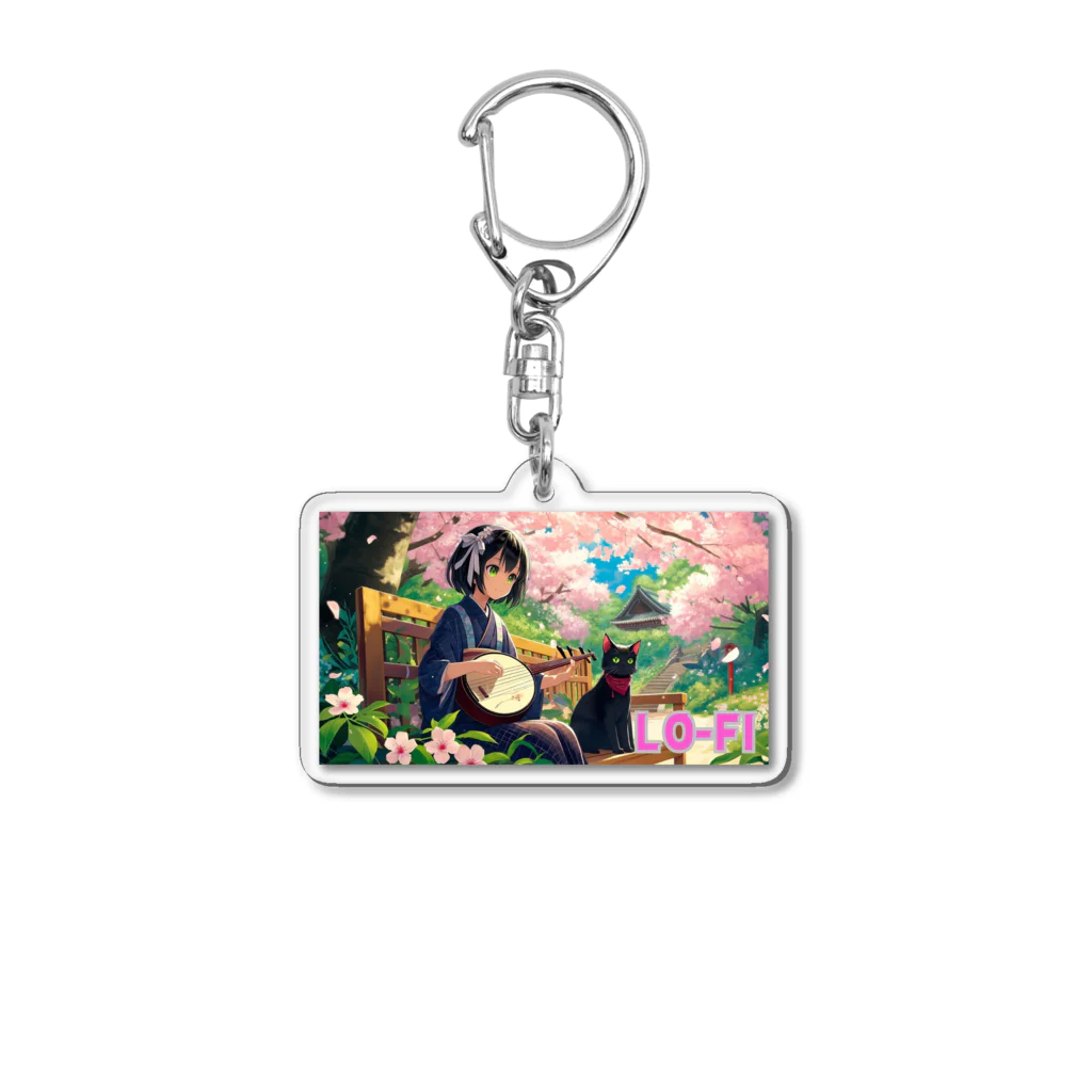 Mia-Alto_Adventure_Storeの時空の旅猫アルトとミアと桜の庭園 Acrylic Key Chain