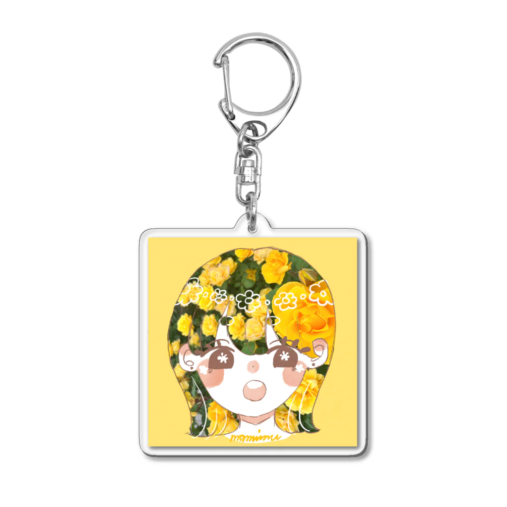 SHOP 琥珀糖のまみのおはなちゃん黄 Acrylic Key Chain