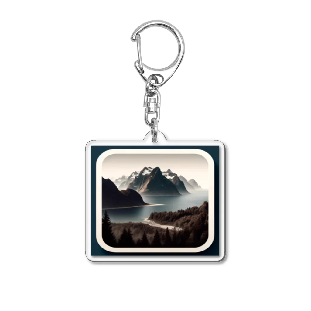 天明裕司の霧の中の静寂な山々 Acrylic Key Chain