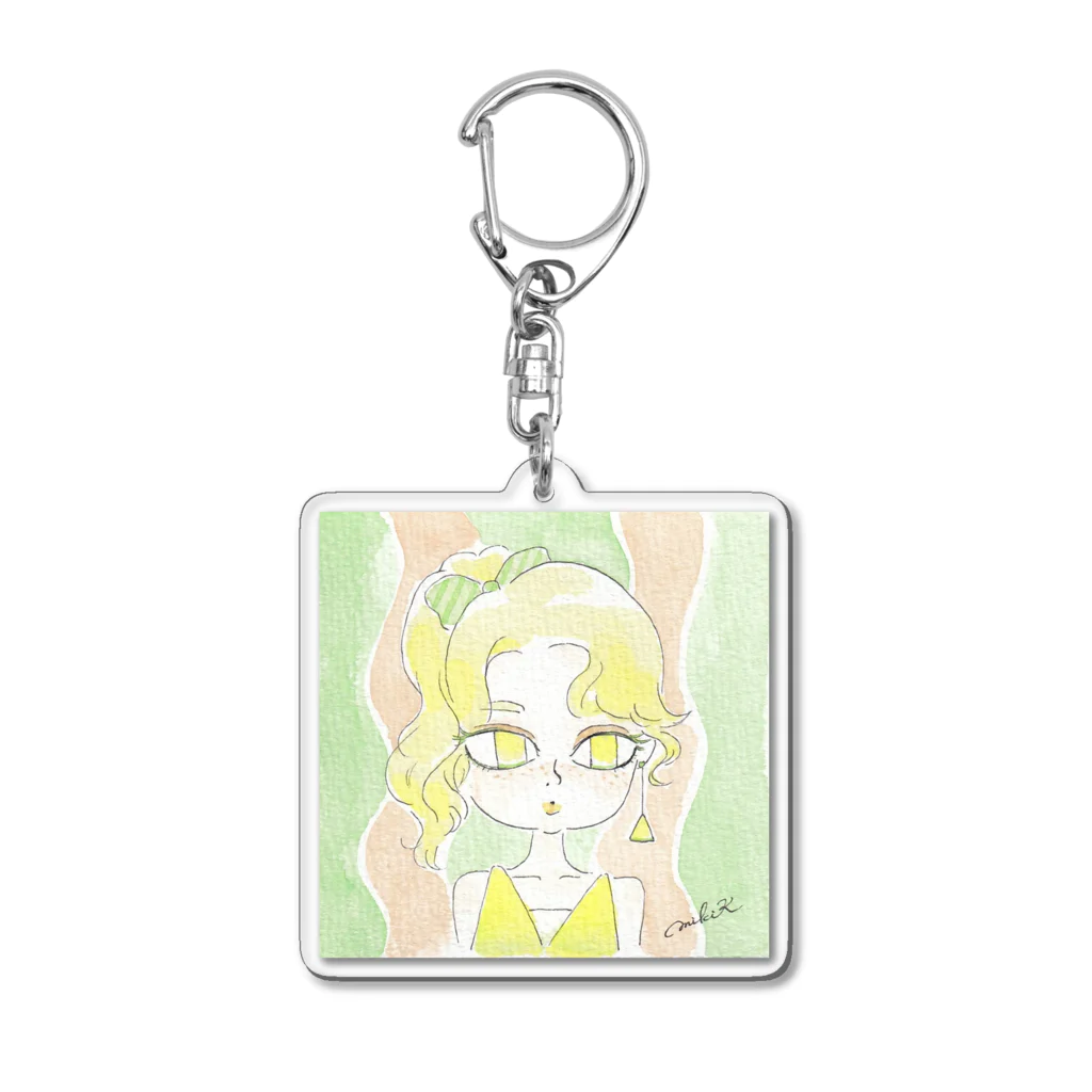 みきのこのお店のサマーガール🍉イエロー Acrylic Key Chain