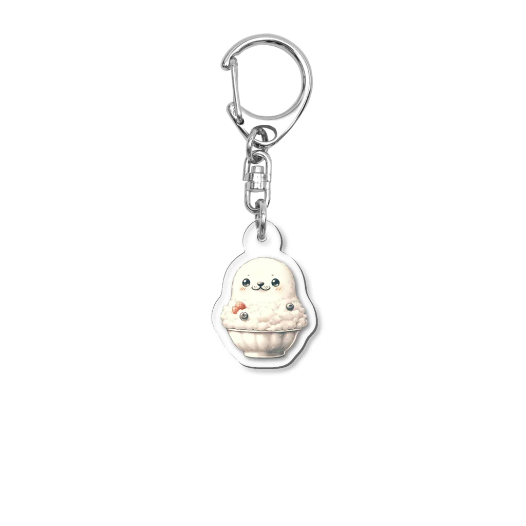 Snow-peaceのふわふわシロクマかき氷 Acrylic Key Chain