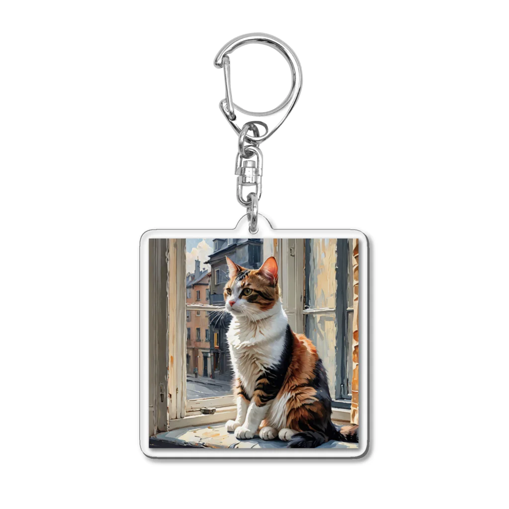 abahhyo1234の外を見る猫 Acrylic Key Chain