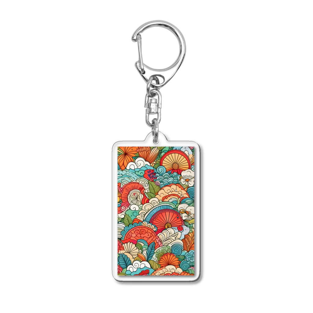 sukoyaの彩り豊かな華模様 Acrylic Key Chain