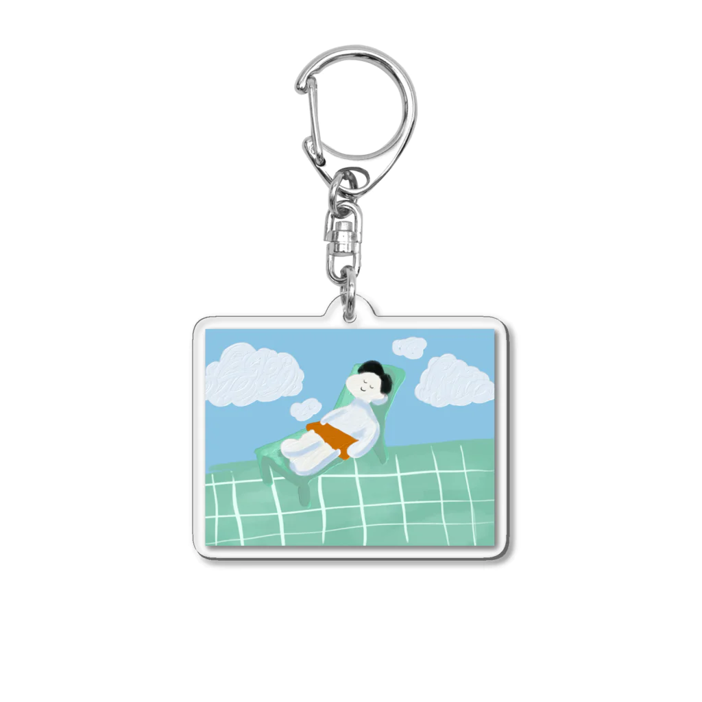 サウナハマって幸せの外気浴のTシャツです。 Acrylic Key Chain