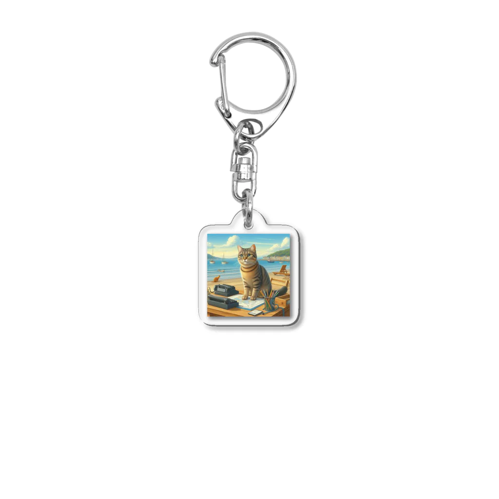 peace2024の海辺の仕事猫 Acrylic Key Chain