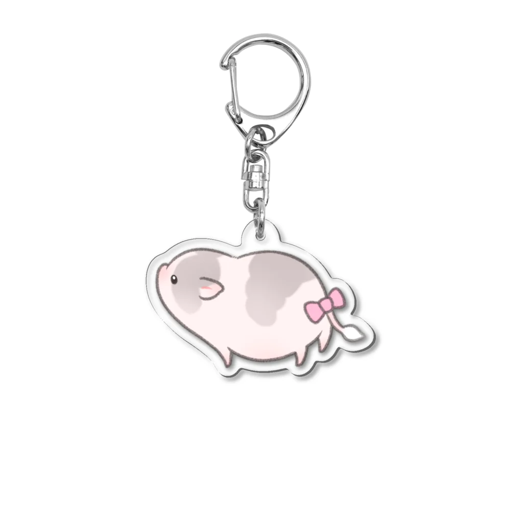 しらたまちゃんSHOPu〜🐽のリボンしらたまちゃん アクリルキーホルダー