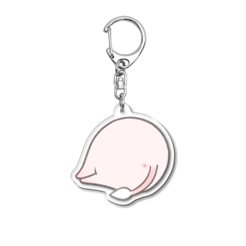 しらたまちゃんSHOPu〜🐽の横たわりお尻しらたまちゃん アクリルキーホルダー