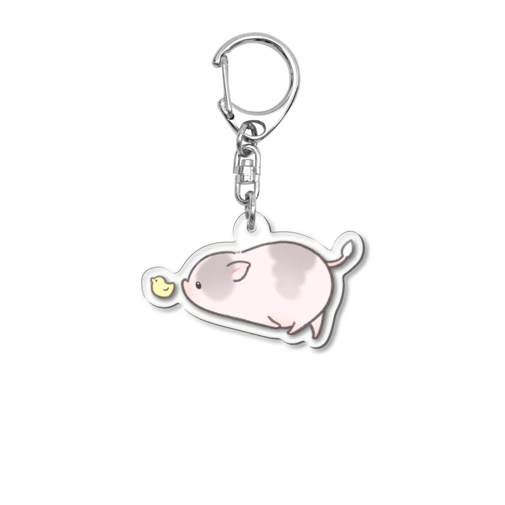 しらたまちゃんSHOPu〜🐽のヒヨコとしらたまちゃん Acrylic Key Chain