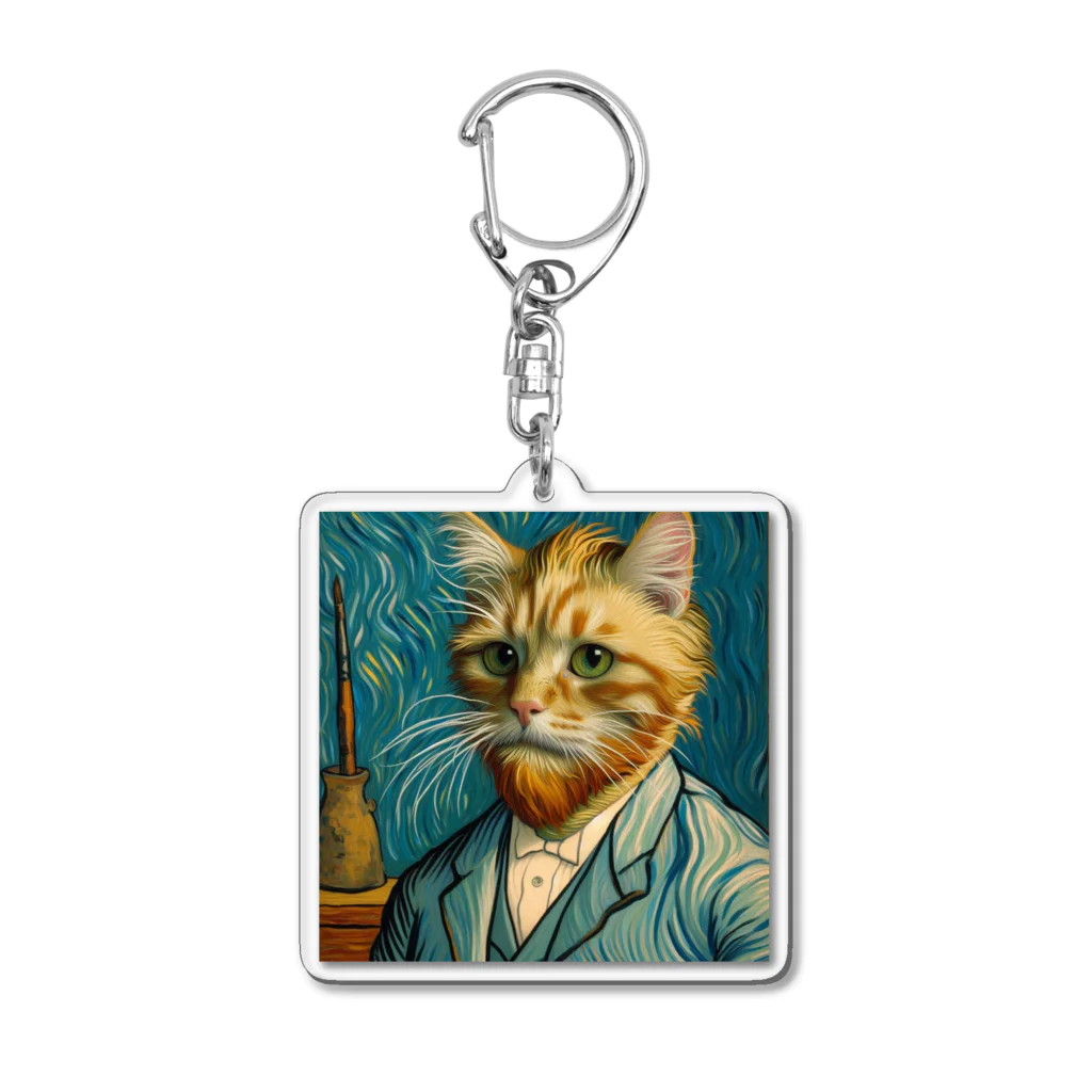 frogsystemの猫が描いた自画像 Acrylic Key Chain