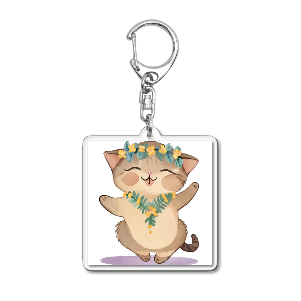 ハワイライフのアロハねこ Acrylic Key Chain