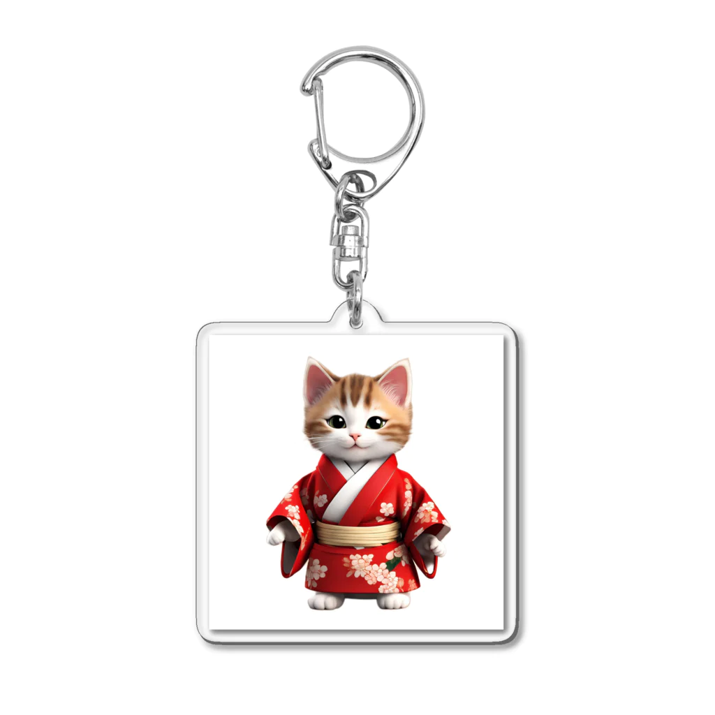 Rosie & sunflowersの和ねこさん Acrylic Key Chain