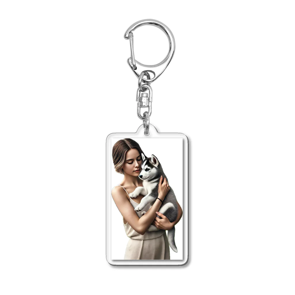 やまけんのかわいさ満点！子犬のハスキー！ Acrylic Key Chain