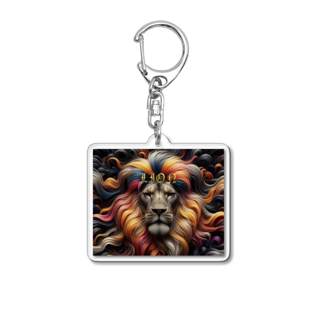 PALA's SHOP　cool、シュール、古風、和風、のLION　face２ Acrylic Key Chain