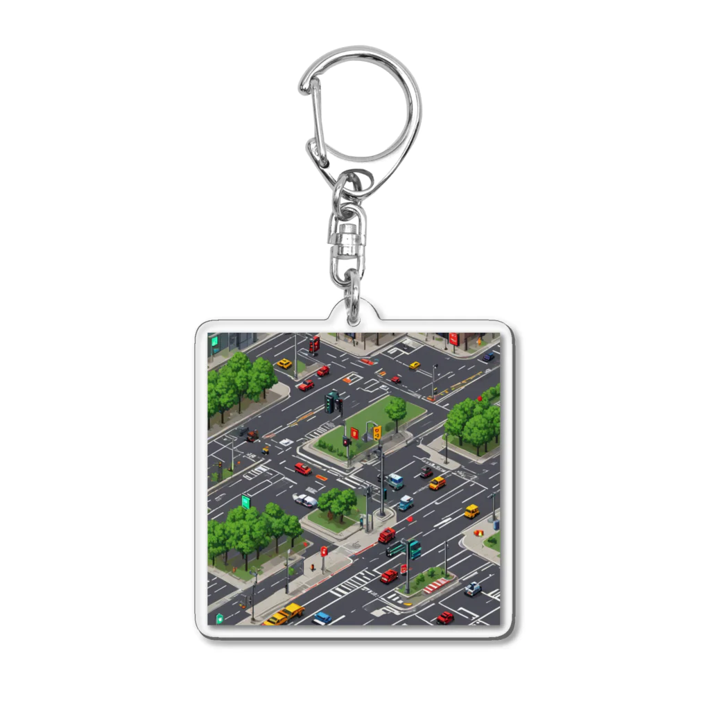 ft141104の「都会の信号 道路マップ」 Acrylic Key Chain