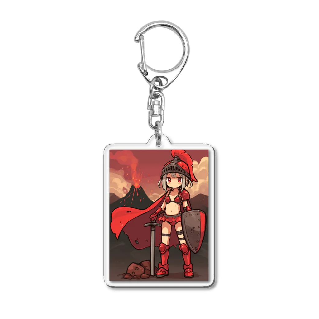 シロクマペンギンの火山の女剣士 Acrylic Key Chain