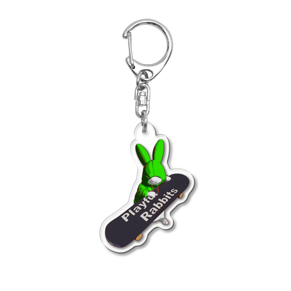 鬼鞍 ONIKURAのPlayful Rabbits グリーン Acrylic Key Chain