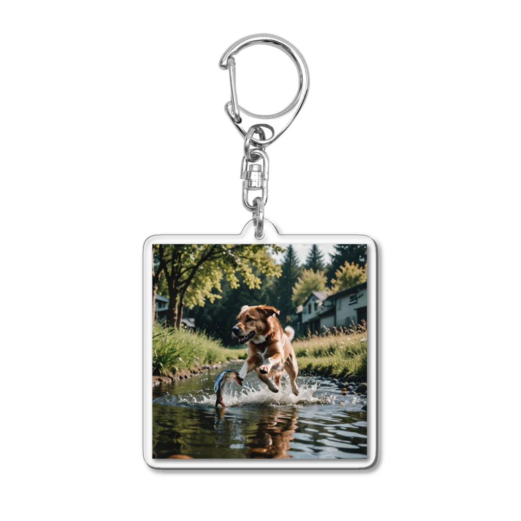 kokin0の水辺を走る犬 dog runnning on the water アクリルキーホルダー