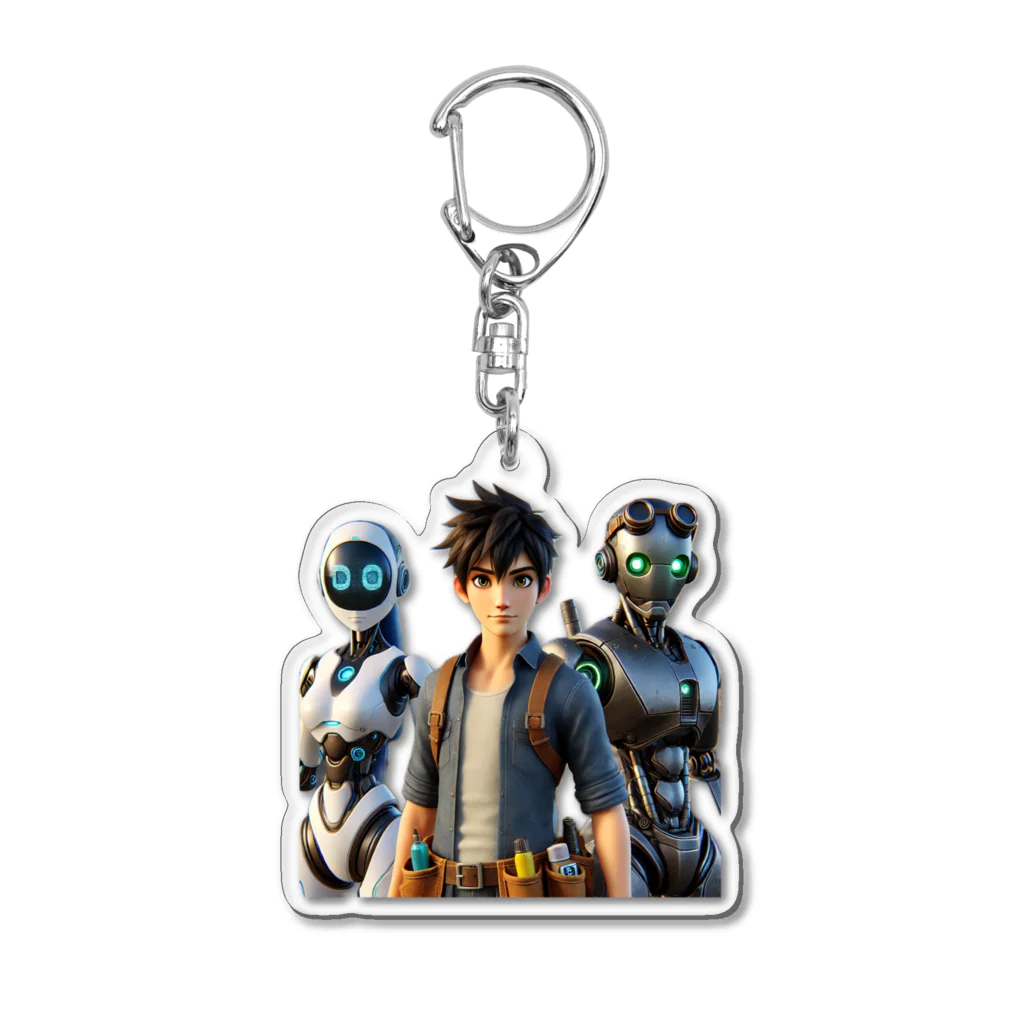 ETOWA_TOWAの未来都市のロボットたち Acrylic Key Chain