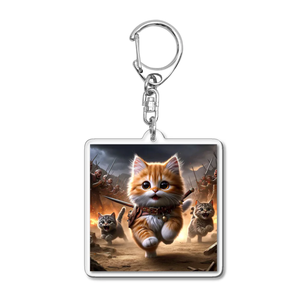 もふもふ日本史のねこ、走る Acrylic Key Chain