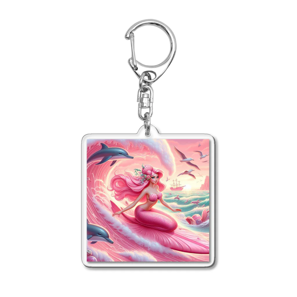 pinkgalmermaidのセクシーマーメイドサーフィン3 Acrylic Key Chain